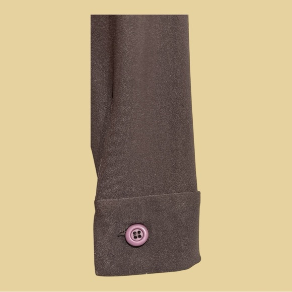 Vintage Bisou Bisou Brown Turtleneck Long Sleeve Stretch Top Small Made in USA - Picture 4 of 7